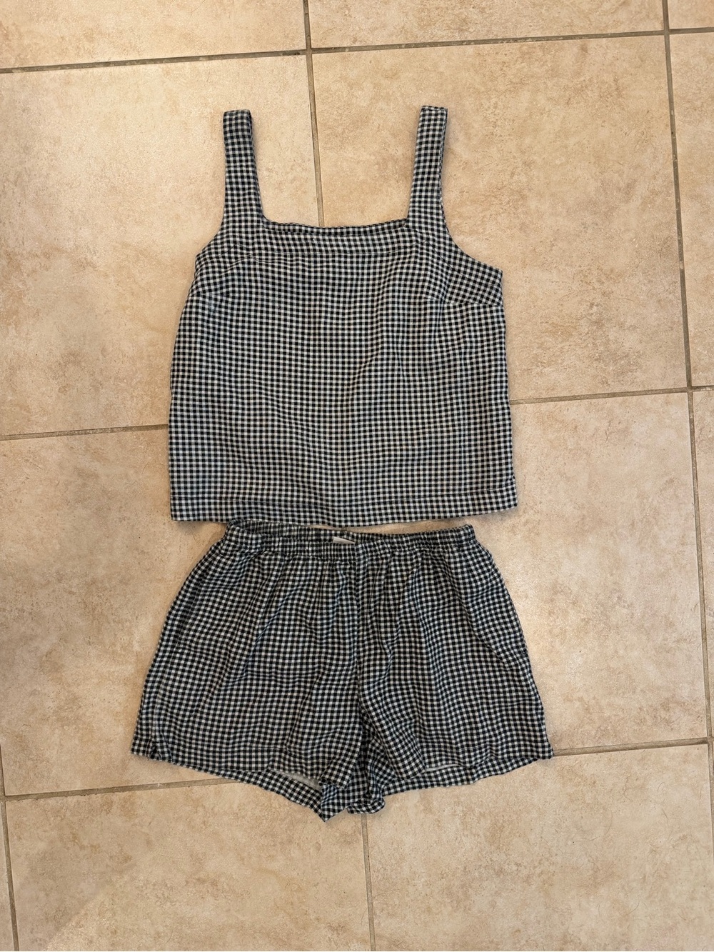 a new day Black & White Gingham Tank and Shorts Set